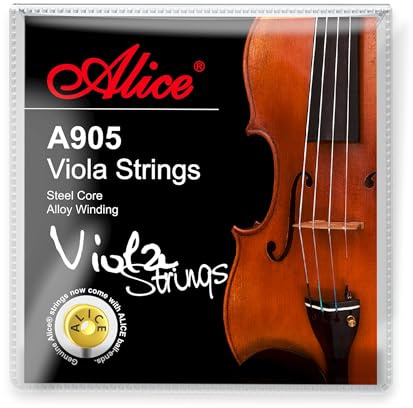 Alice Viola String 4/4 Full Strings Set Steel Core with Ni-Fe Winding, Nickel Plated Viola String with Ball End for 16 Viola
