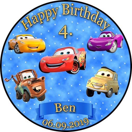 Tortenaufleger Fototorte Tortenbild Kindergeburtstag Disney Pixar Cars C01 (Zuckerpapier) Rund 14 cm Ø ohne Foto