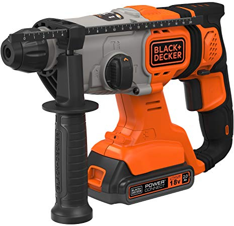 BLACK+DECKER Marteau Perforateur SDS+ 1,2J sans fil 18V avec 1 Batterie 2Ah BCD900D1S-QW