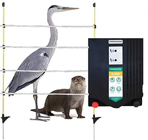 Agrarzone Fischotterzaun Teichzaun-Set N3500 230V, Litze 250m | Gartenzaun Komplett-Set mit Weidezaungerät | Garten & Teich sicher einzäunen | Weidezaun für Abwehr von Reiher, Fischotter, Marder