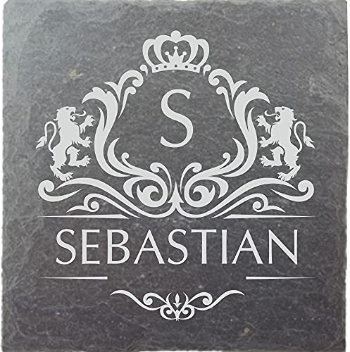 laser-diele Untersetzer Personalisiert – Glasuntersetzer mit Name Graviert – Schieferuntersetzer als Geburtstagsgeschenk – Schieferplatte 10 x 10 cm (Wappen)