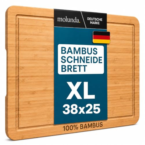 Molunda Bambu skärbräda av 100 % ekologisk bambu 38 x 25 x 2 cm S – FSC®-certifierad