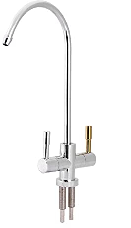 Tyenaza Grifo de Cocina, Grifo de Lavabo de Doble Orificio de 1/4 '' Grifo de Cuello de Cisne Giratorio de 360° para Cocinade Bañopara Uso (33 * 8 * 3 cm)