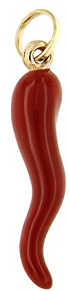 Lucchetta - Pendentif Rouge Cornet Italienne Porte-Bonheur en Or Jaune 9k | Émaillé à la Main, Pendentifs Seuls et Pièces pour Colliers, Bijoux Femme Homme