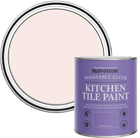 Rust-Oleum Pink Water-Resistant Kitchen Tile Paint in Gloss Finish - China Rose 750ml