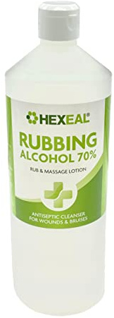 Hexeal 70% Rubbing Alcohol 1L – 1L Flip Cap Bottle of Lab Grade Isopropyl Alcohol 70% / Isopropanol – Cleaning Fluid, Disinfectant & Solvent for Paint Thinning – Degreaser & Sanitiser