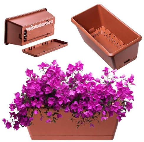KADAX Pot de fleur 40 cm, Terre cuite – Pot de plantation en plastique avec sous-plat, résistant aux intempéries et stable, idéal pour le balcon, la terrasse ou le rebord de fenêtre