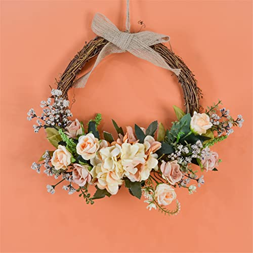 Smileshiney Türkranz Deko, Türkranz Künstliche Ganzjährig Haustür Modern Deko, Künstliche Rosa Rosengirlande, Ostern Türkranz, Frühlingsdeko Wandkranz, Girlande Homedeko Hochzeitsdeko