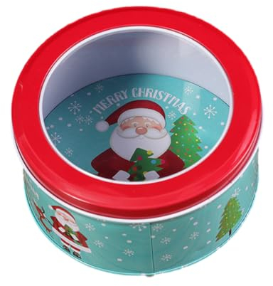 DOTBUY-SHOP Christmas Biscuit Tin, Round Cake Tin Large Storage Tin Airtight Biscuit Tins Storage, Fine Metal Box Christmas Decoration Tin Box (Set of 2,Blue Old Man)