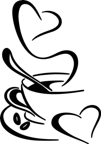 SoulArt® Vinilo decorativo taza de café. Pegatinas decorativas cocina. Decoración cafeteria, vinilo pared autoadhesivo, vinilo de corte para negocios (20x29cm)