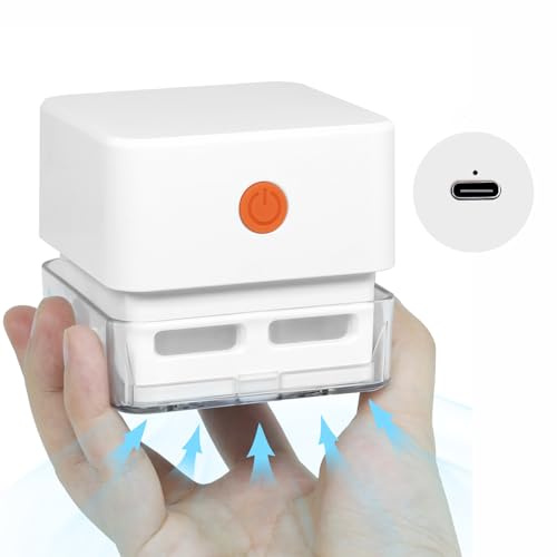 Goodeli Mini aspirateur de bureau, aspirateur de table amovible et portable, chargeur USB, design économe en énergie sans fil, idéal pour nettoyer les cheveux, clavier d'ordinateur (blanc)