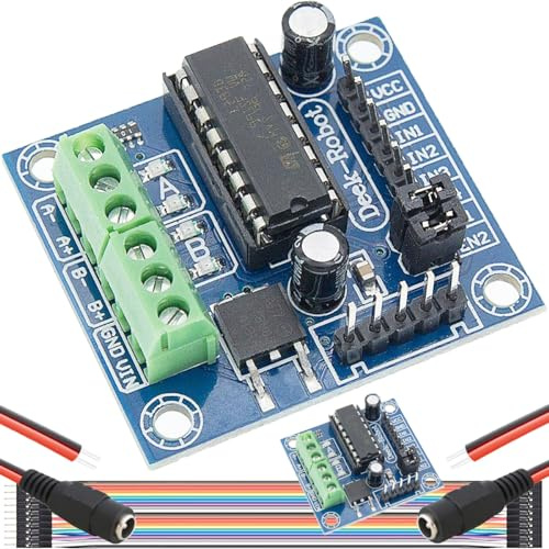 DAOKAI Motor Driver L293D 4 Channel Mini motor drive Expansion Board Motor vorwärts und rückwärts steuern PWM Drehzahlregelung DC 4.5V-36Vmit DC Buchsenkabel DuPont Kabel, 2 Stück