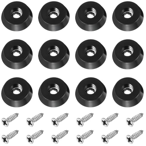 PATIKIL Cutting Board Feet, 12 Pack Round Rubber Feet Bumpers Non Slip Bumper Pads with Stainless Steel Screws for Furniture Chairs Desks Electronics (0.12Wx0.22H)