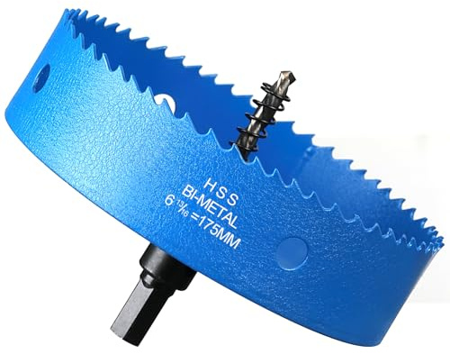 Hålsågar 175 mm, M42 HSS Bi-Metal hålkronor med adapter och pilotborr, skärdjup 30 mm, hålöppnare för metall aluminium trä PVC plast, blå