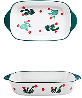Cocotte for Four, Petits Plats de Cuisson Rectangulaires en Céramique avec Poignée for Four Plat de Cuisson en Céramique Casserole à Lasagne Ustensiles de Cuisson Individuels, Lot de 2,C (Color : C,