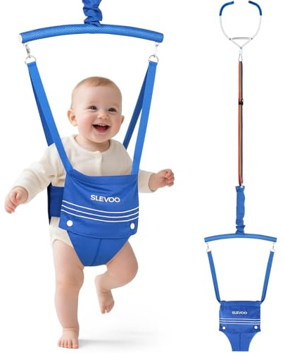 Slevoo Baby Jumper, BabyTürhopser für Babys von 6–24 Monaten, Baby-Türwippe mit einfach zu verwendender Klemme und verstellbarem Gurt, Tragfähigkeit 18 kg, Blau