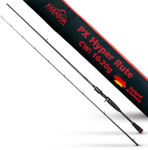 Paradox Fishing PX Hyper Baitcast Combo 2,10m I 10-20g / 15-40g / 20-60g I mit Hyper Cast Baitcast Rolle I Baitcast Rute Hecht – Baitcaster Combo für Rechtshänder