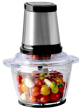 Daewoo Mini Chopper With 1 Litre Glass Bowl, Food Chopper With 4 Stainless Steel Blades, Anti-slip bottom, Safety locking lid, Food Chopper Electric, 500W Motor