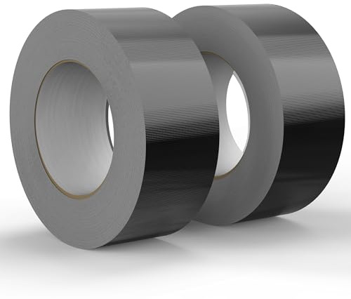 SWRT 9 Mil 2-Pack Black Heavy Duty Duct Tape Strong Adhesive, 2 in x 30 YD (Total 60YD) Duct Heavy Duty Waterproof All Weather Black Duct Tape No Residue Sealing & Patching for Indoor&Outdoor Repair