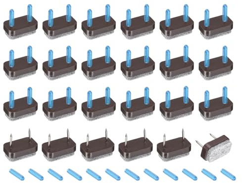 sourcing map 24Pcs Nail-on Felt Furniture Pads, Rectangular Felt Pads Furniture Sliders Floor Protectors for Wooden Furniture Table Sofa Chair Leg (18mm, Brown)