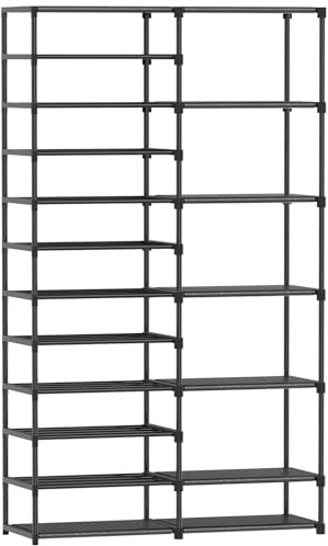 Ekisemio 12 Tier Shoe Rack Tall, Shoe Rack Organizer, Large Capacity Holds 34-50 Pairs, Boot Rack Organizer for Entryway, Closet, Garage, Black