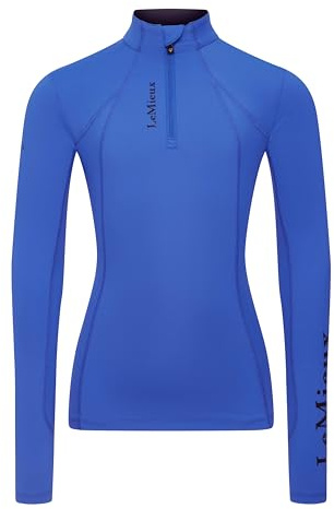 LeMieux Young Rider Classique Base Layer - Kids Long Sleeve Horse Riding Top - Children's Equestrian Apparel - Benetton Blue - 7-8 years