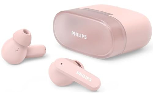 Philips TAT2000PK True Wireless In-Ohr-Bluetooth-Kopfhörer – Dynamischer Bass, 4-Mikro-Technologie, klare Anrufe - kompaktes Lade-Case, 32 Std. Spielzeit. Ideal für Arbeitsweg und Sport - Rosa