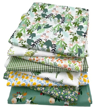 Odot 8 Stück Stoffe zum Nähen, Blumen Patchwork Stoffe Paket Jacquard Ornament Gobelin Möbelstoff für Quilten DIY Handwerk Scrapbooking, Dekostoffe Handwerken (Grün,40x50cm)