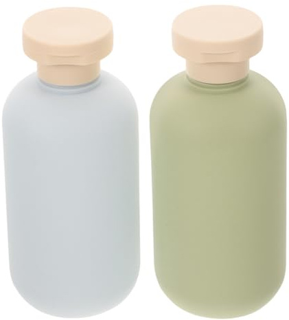Beaupretty 2 st 300 ml påfyllningsbara lotion och schampoflaskor, bärbar kosmetisk dispenser för resor, klämflaskor, flip-keps, lämplig för hårvård och toalettartiklar