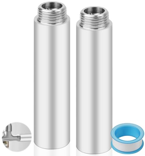 Prolunga per rubinetto, 1/2, 100 mm, in acciaio inox, 2 pezzi | Prolunga per soffione doccia, prolunga per rubinetti, valvole angolari e soffioni doccia