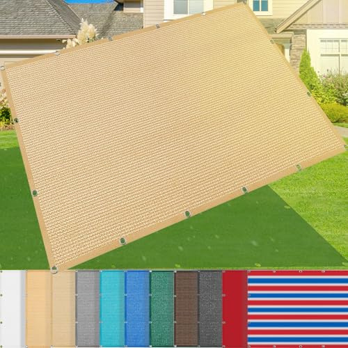 Red de protección solar HDPE de 4 m x 6 m, 185 g/m², toldo con ojales, 95% UV y parasol para patios, invernaderos, piscinas y jardines, tela amarilla