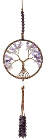 ZHAOYCSH Albero della Vita in Cristallo,Ciondolo Curativo Appendiabiti da Auto e Parete,Decorazione Feng Shui per Meditazione, Fortuna e Energie Positive,Regalo Spirituale Colore Viola