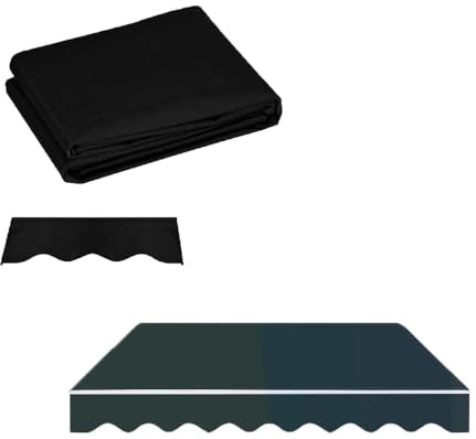 Toldo retráctil manual de tela de 12 x 8 pies y 15 x 10 pies, cubierta de repuesto para parasol para exteriores para patio y restaurante, lona negra para toldo (3,5 x 1,5 m)