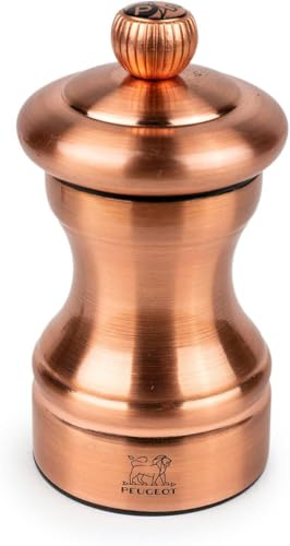 PEUGEOT - Duo de Moulin à Poivre + Moulin à Sel Bistro Chef 10 cm - Réglage Classique - Innovation Sel Glace, Mécanisme Zirlion - En Inox - Fabrication Française - Coloris Cuivré
