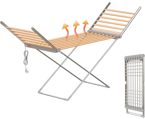 Innotic Elektrischer Wäscheständer mit Heizung,20 Heizrohre,Beheizbare Wäscheständer,145x94x54 cm,für Innenräume, 230W, Aluminium