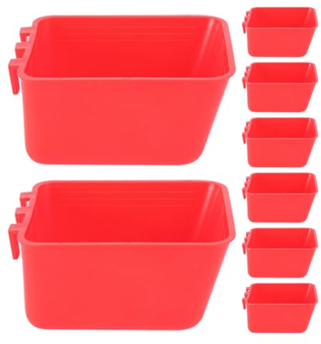Toddmomy Set 8 Pezzi Mangiatoie Sospese per Gabbia Pappagalli in Plastica Leggera, Ciotole per Cibo Uccelli Riutilizzabili Bordi Lisci, Accessori per Alimentazione Quotidiana Uccelli