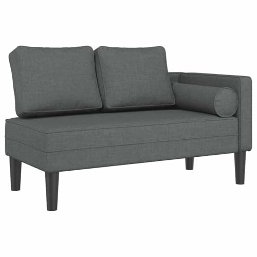 Mhdvray Chaiselongue Dunkelgrau 116,5x62x57,5 cm Polyester Massivholz modern weicher Schaum Relaxliege Wohnzimmer Balkon Garten