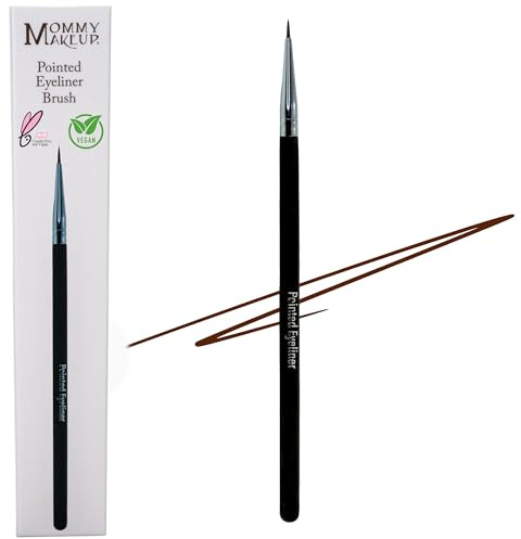 Pointed Eyeliner Brush - Ultra Fine Premium Synthetic Vegan Bristles, Precision Gel Eye Liner Brush for Easy & Flawless Application, Cruelty Free by Mommy Makeup