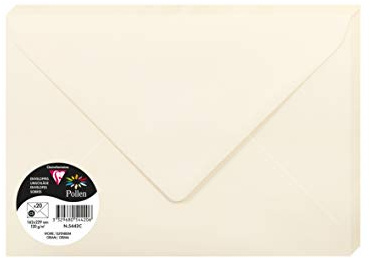Clairefontaine 5442C - Pacco da 20 Buste gommate - Formato C5 16,2x22,9cm - 120g/m² - Colore Avorio -Inviti Eventi e Corrispondenza - Gamma Pollen - Carta Premium Liscia