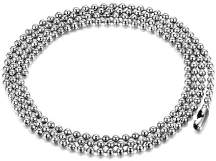 JewelryWe Stainless Steel Unisex Mens Necklace Ball Bead Link Chain - Length 20 inch (with Gift Bag)