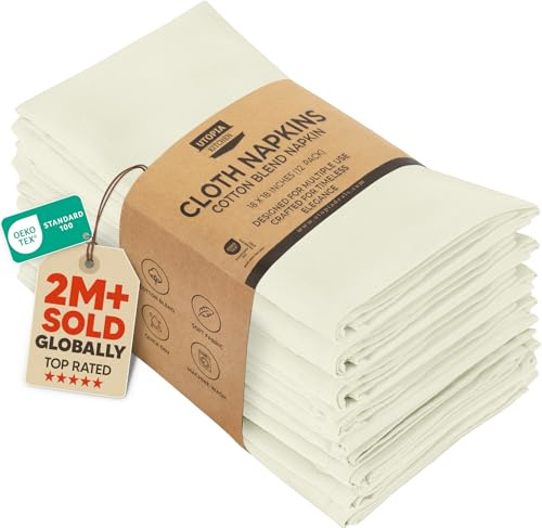 Utopia Küchentuch-Servietten [12er Pack, Elfenbein] 46x46 cm Waschbare Tischservietten für Hotel, Mittagessen, Restaurant, Hochzeiten, Events und Partys