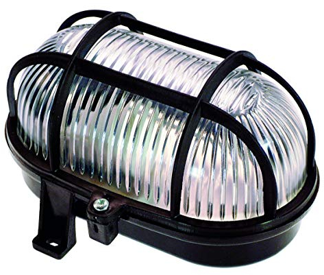 as - Schwabe Ovalleuchte - Gitterleuchte bis 60 W - Fassung E27 - Deckenleuchte/Wandleuchte für Außenbereich & Innenbereich - Feuchtraumlampe - Kellerlampe Schwarz, 56111