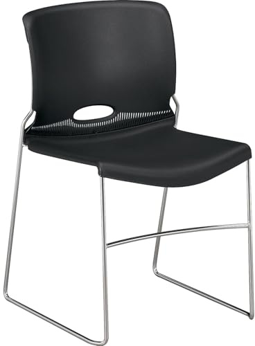HON Olson Stacking Chair - Guest Chair for Office, Cafeteria, Break Rooms, Training or Multi-Purpose Rooms, Onyx Shell, 4 pack (HON4041ON)