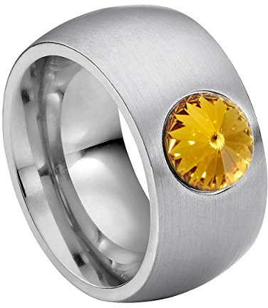 Heideman Damen-Ring coma 11 glanzmatt Gr.62 kristalle sunflower 8mm Edelstahlring silbern mit Stein Zirkonia Edelstein Edelstahl Größe 62 (19.7) hr9111-1-292-62