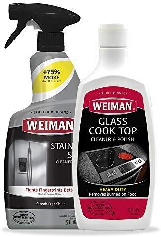 Weiman Stainless Steel Cleaner & Cooktop Heavy Duty Polish - Powerful Appliance Kitchen Cleaning Kit