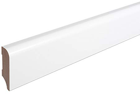 Sockelleiste München Buche Massivholz WEISS Oberkante Abgerundet 60mm