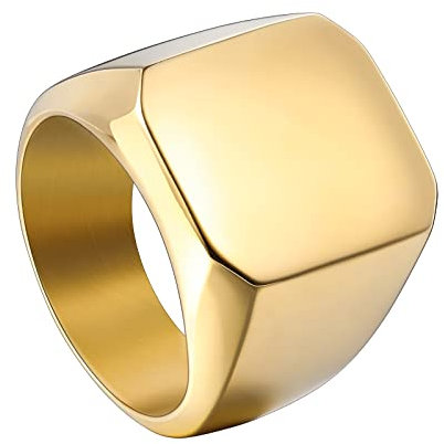 INBLUE Personalisierte Gravierte Anfangs Monogramm-Siegelringe für Mann-Frauen-Edelstahl-Ringe Passen Schmuck besonders an Mit Ringgrößenverstellung Gold Größe 72
