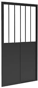 Vente-unique - Porte de douche coulissante noir mat style atelier - 100 x 195 cm - URBANIK