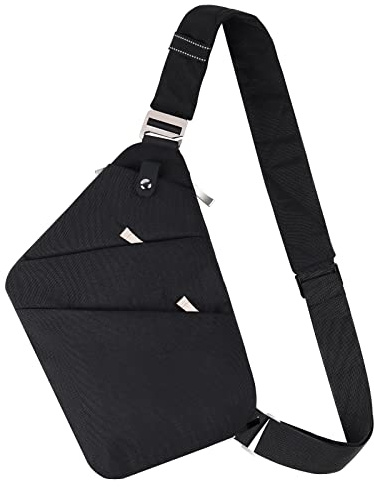 VADOO Personlig flexväska, stöldsäker axelremsväska för resor sport lätt axelväska för kvinnor och män, Höger 2.0-svart, One Size