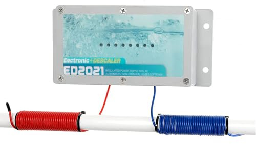 Bydorunce Sistema electrónico de descalcificación de agua para toda la casa, acondicionador de agua dura sin sal, elimina la cal y evita la acumulación de depósitos, adecuado para varias tuberías